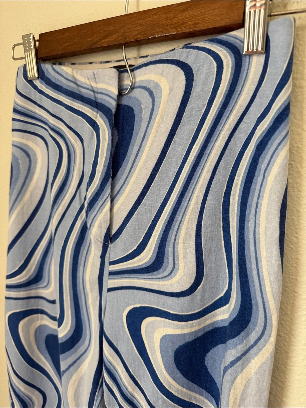 Zara Groovy Swirl Pants Linen Blend
